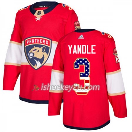Mænd NHL Florida Panthers Trøje Keith Yandle 3 Adidas 2017-2018 Rød USA Flag Fashion Authentic